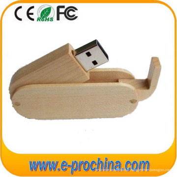 Flash USB en bois pivotant avec logo de gravure laser (EW503)